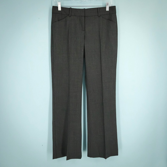 Theory Size 2 Dark Gray Flat Front Hook Zip Straight Leg Wool Blend Dress Pants - Picture 1 of 7